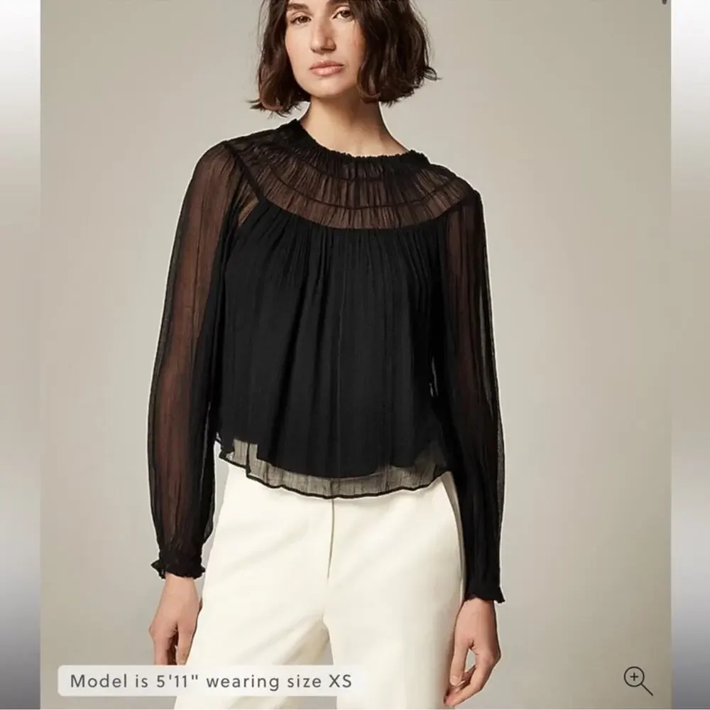J.Crew Drapey shirred top in crinkle cupro